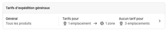 Paramètres d'expédition