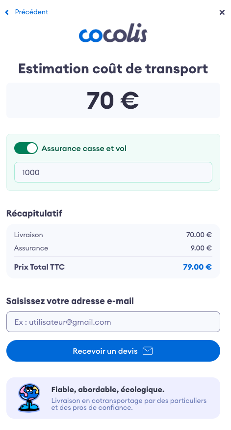 Widget avec hideEmail=false